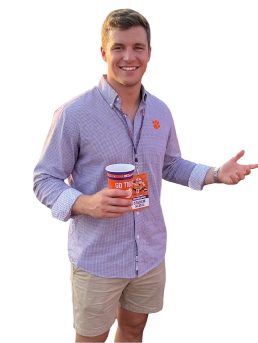Cutter & Buck Clemson Tigers Men's M Purple White Gingham Button Down Shirt